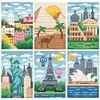 6pcs 5D DIY Full Square Drill Partial AB Drill Diamond Painting Places Set 13x16cm