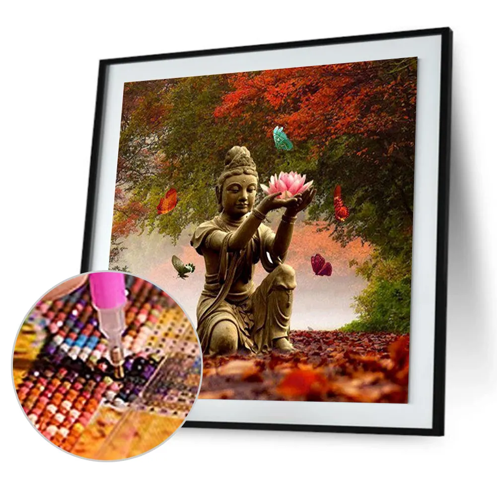 Diamond Painting - Partial Round Drill - Buddha Holding Lotus(30*30cm)