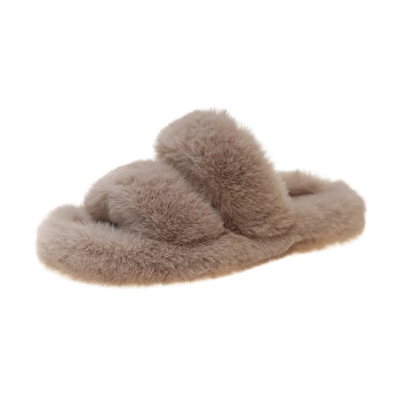 Yyvonne Slippers Women 2025 New Autumn And Winter Fashion Hairy Slippers Women Wear A Word Drag