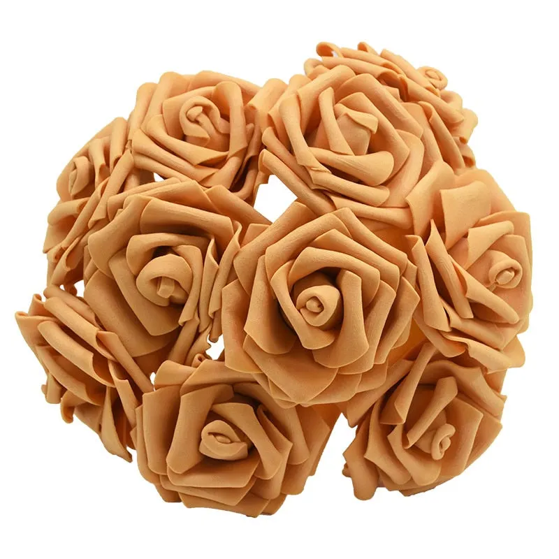 25 Heads 8CM New Colorful Artificial PE Foam Rose Flowers Bride Bouquet Home Wedding Decor Scrapbooking DIY Supplies