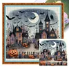 (Stamped/Counted) Halloween House-11CT Cross Stitch 50*50cm/19.69*19.69in