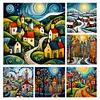 (Multi Style)Colorful Houses-Full Embroidery 2 Strands 14CT Counted Cross Stitc-40*40CM