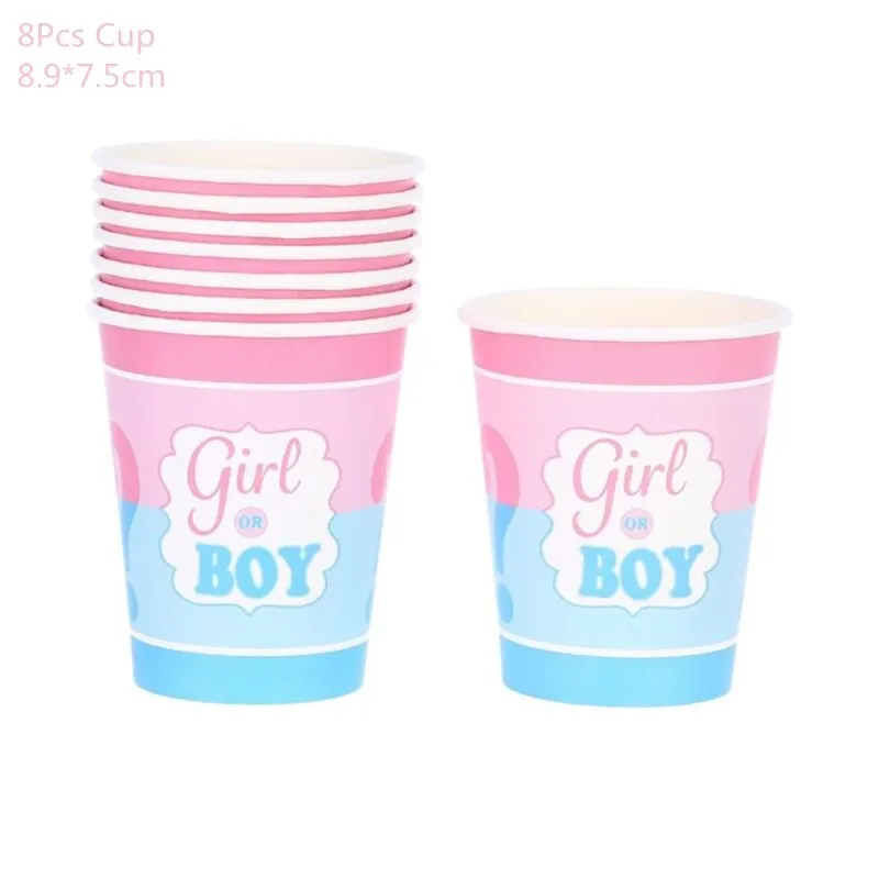 Gender Reveal Party Decoration Boy or Girl Balloon Banner Disposable Tableware Boy Girl Baby Shower Decorations Balloons