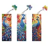 (US Local)3Pcs Special Shape Peacock 5D DIY Diamond Painting Bookmark with Pendants Craft Kit
