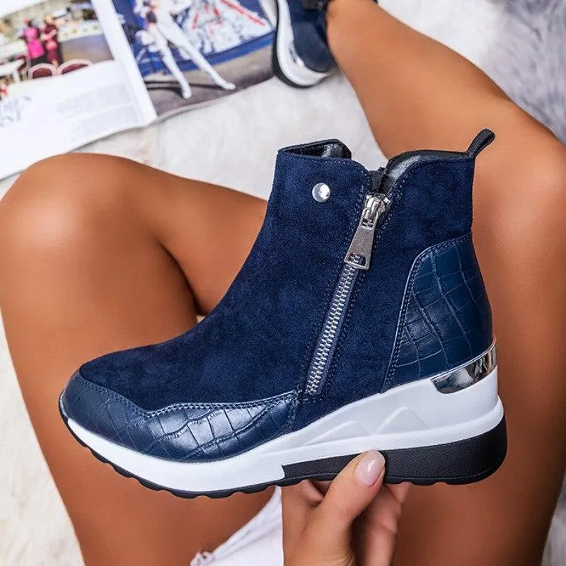 Plus Size Warm Plush Winter Boots Chunky Sneakers Ankle Boots Women Shoes Woman Zipper Buckle Thick Sole Platform Zapatos Mujer 1026