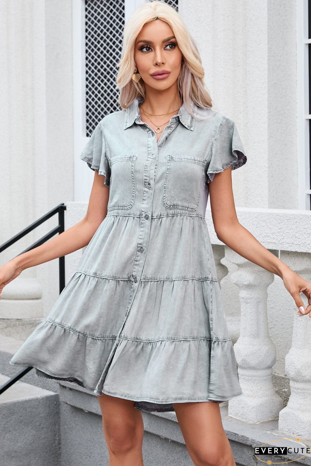 Drop Shoulder Denim Dress