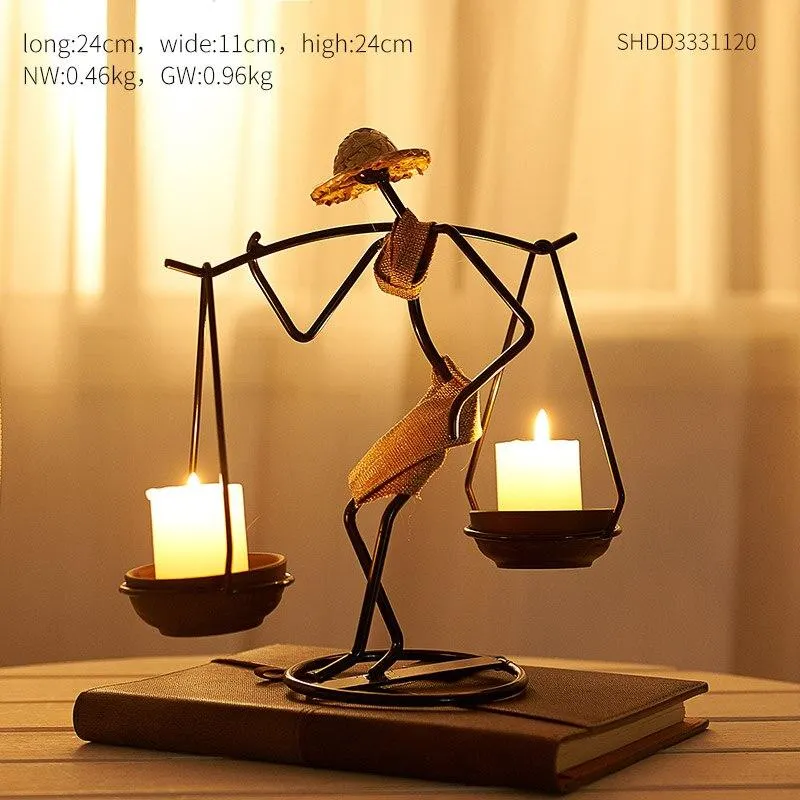 Creative Metal Candlestick Character Model Golden Candle Holder Living Room Home Decor Office Desktop Decor Accessories Gifts 1029