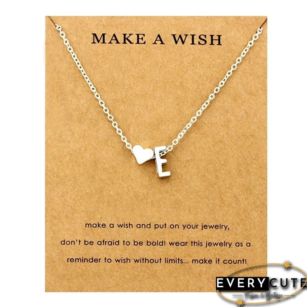 Fashion 26 Letters Sweater Chain Necklace Tiny Love Heart Pendants for Women Collier Lovers Gift Choker Necklace Pendant Gifts Jewelry Friendship Gifts