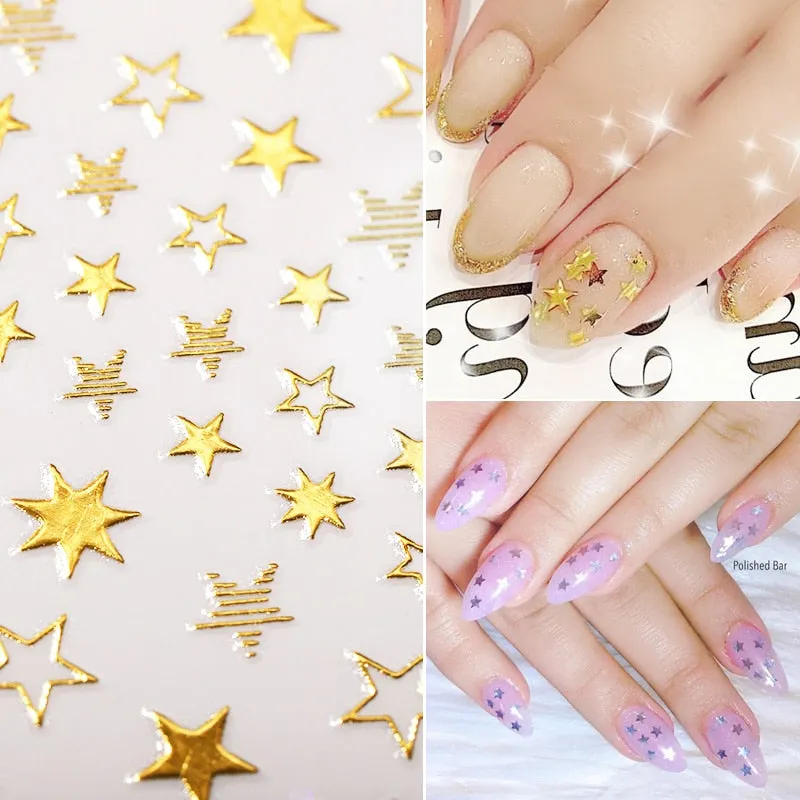 1 Sheet Butterfly Stars Series Nail Sticker Flower Leaves Slider Transfer Nail Decals Decoration Nail Art DIY Accessories-Nail Inspo