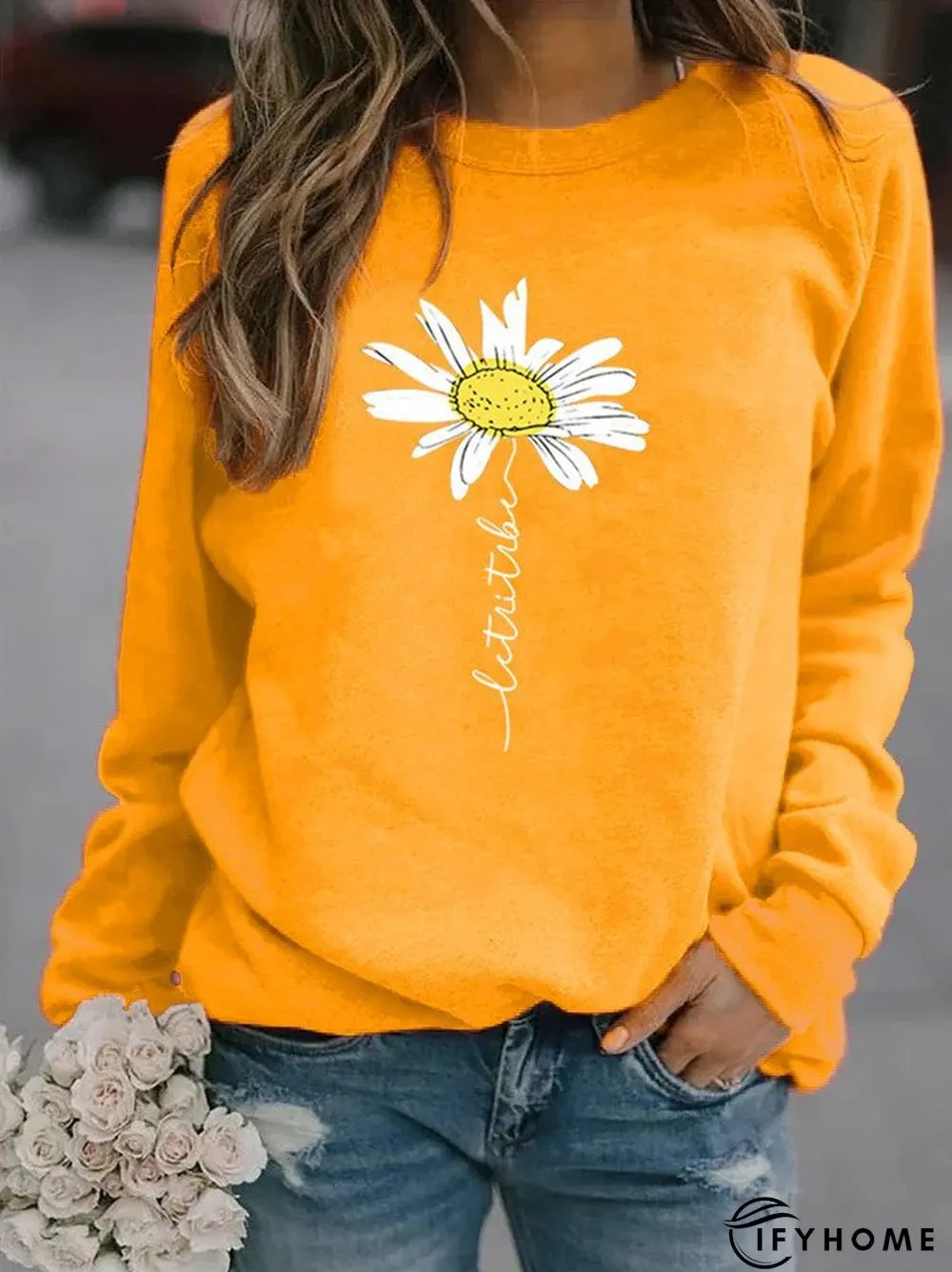 Casual Printed Crew Neck Long Sleeve Sweatshirts | IFYHOME