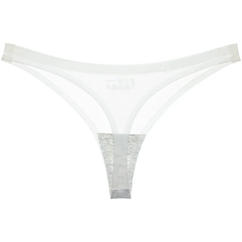 Women's Thong Underwear Ice Silk T-back G String Sexy Brief Ultra-thin Thongs Female Panty Tangas Low-Rise Panties Lingerie