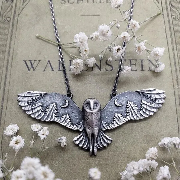Sterling Silver Vintage Owl Pendant Necklace