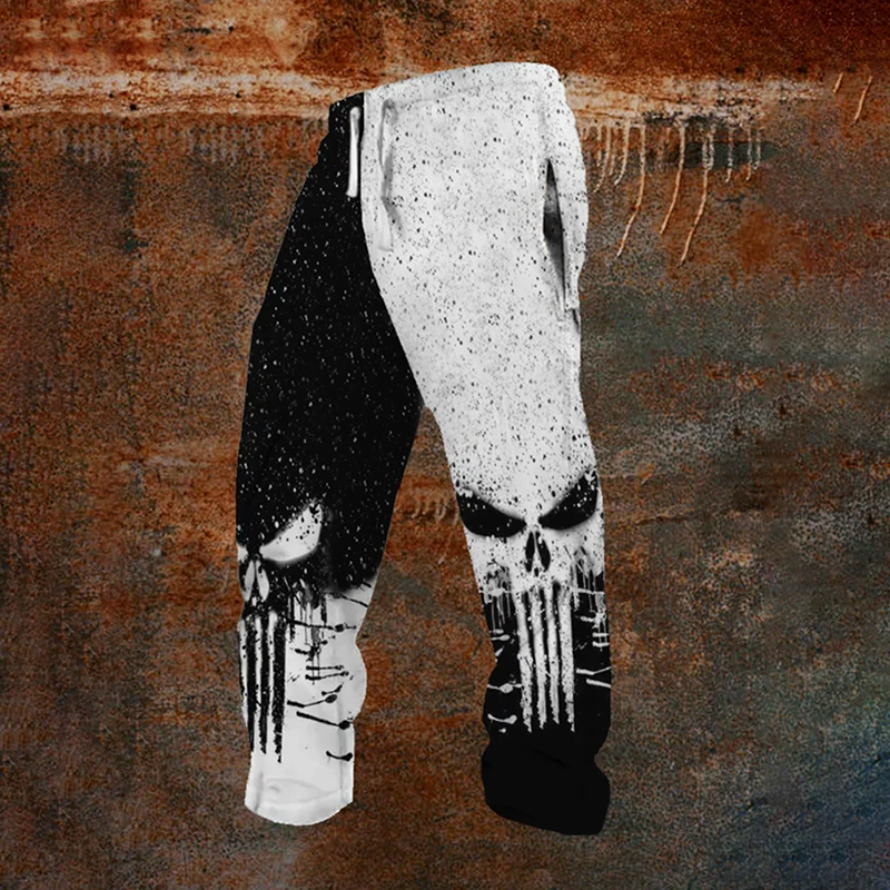Men's Viking Skulls Inspired Contrast Color Sweatpants