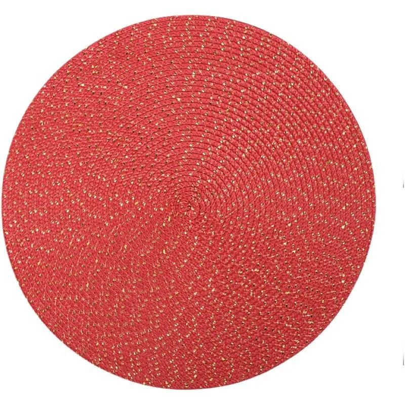 1pc Round Woven Placemats PP Waterproof Dining Table Mat Non-Slip Napkin Disc Bowl Pads Drink Cup Coasters Kitchen Decoration