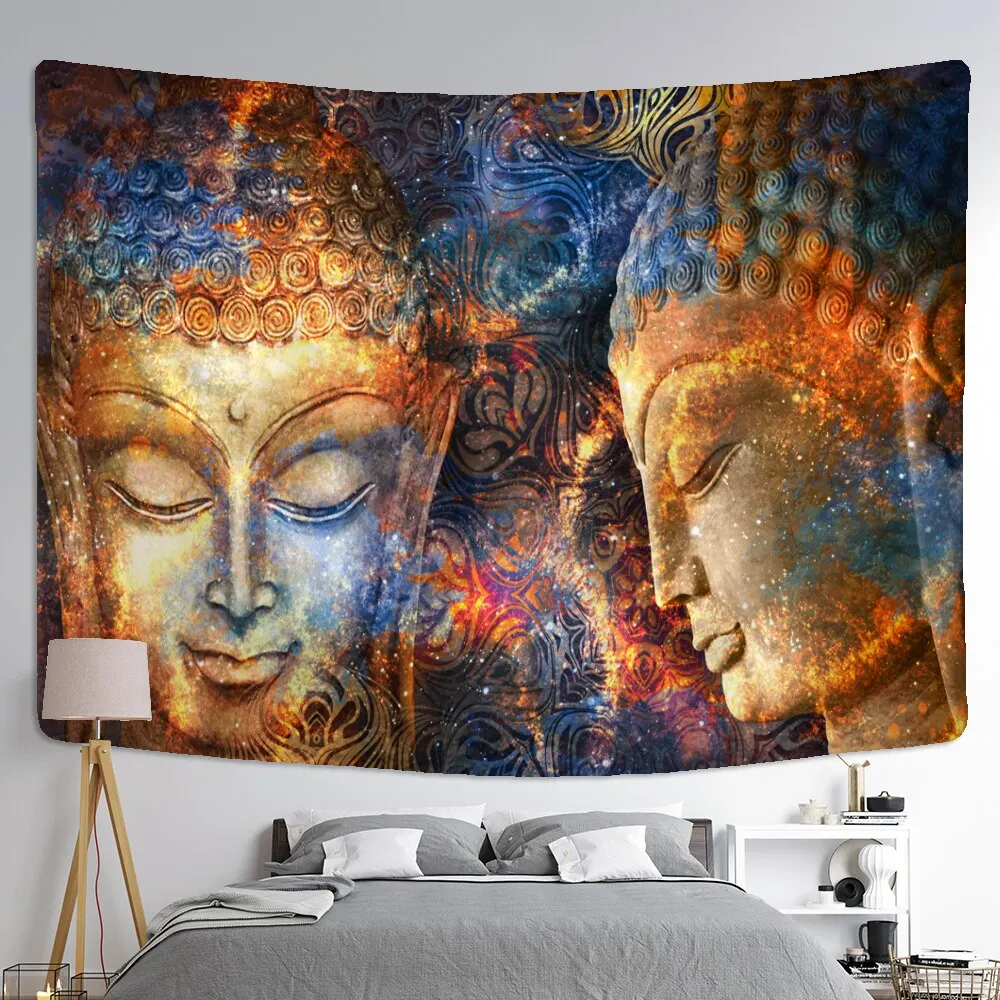 Psychedelic Indian Buddha Tapestry Wall Hanging Bohemian Religious Belief Tarot Card Hippie Mandala Home Decor