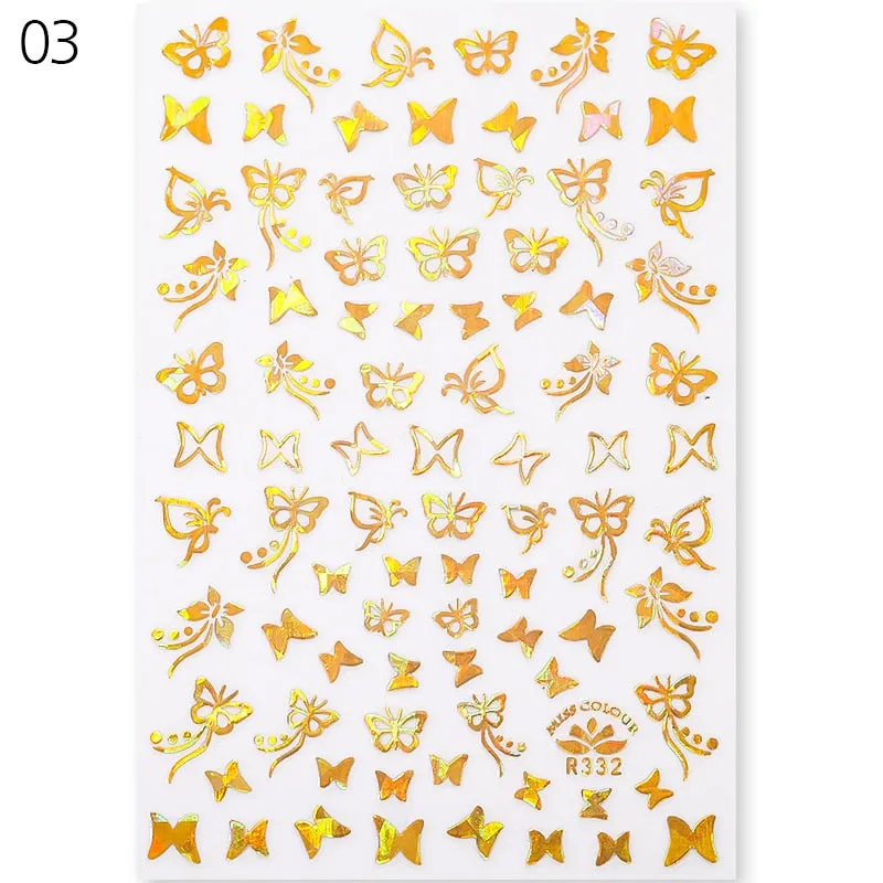 2021 Hot 3D Nail Art Stickers Butterfly Pattern Transfer Sticker Decals Self Adhensive Slider Decoration Nail DIY Design