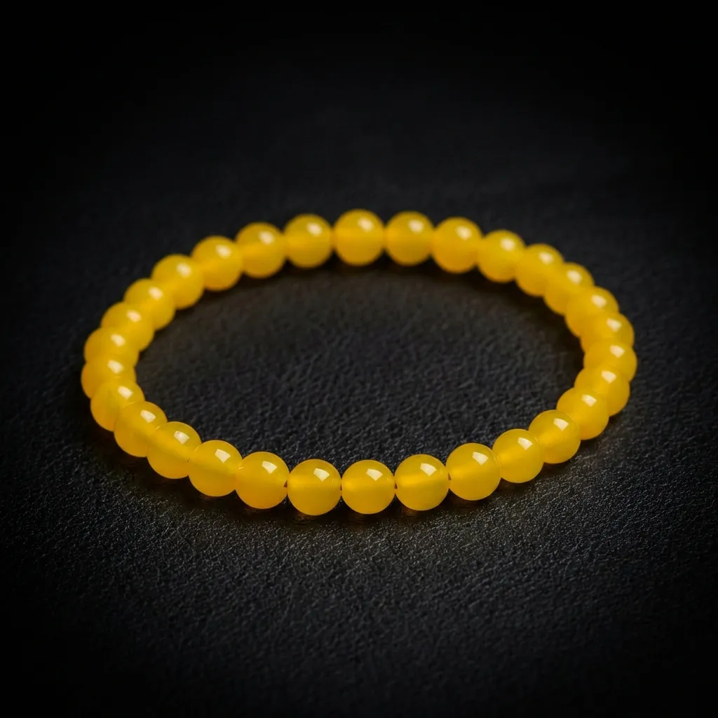 JiStones Eternal Sun Natural Yellow Agate Bead Bracelet 6mm Delicate Bead