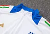 Joyfball 2024/2025 Kids Size Italy Long Zipped Jacket White Soccer Jersey 1:1 Thai Quality 