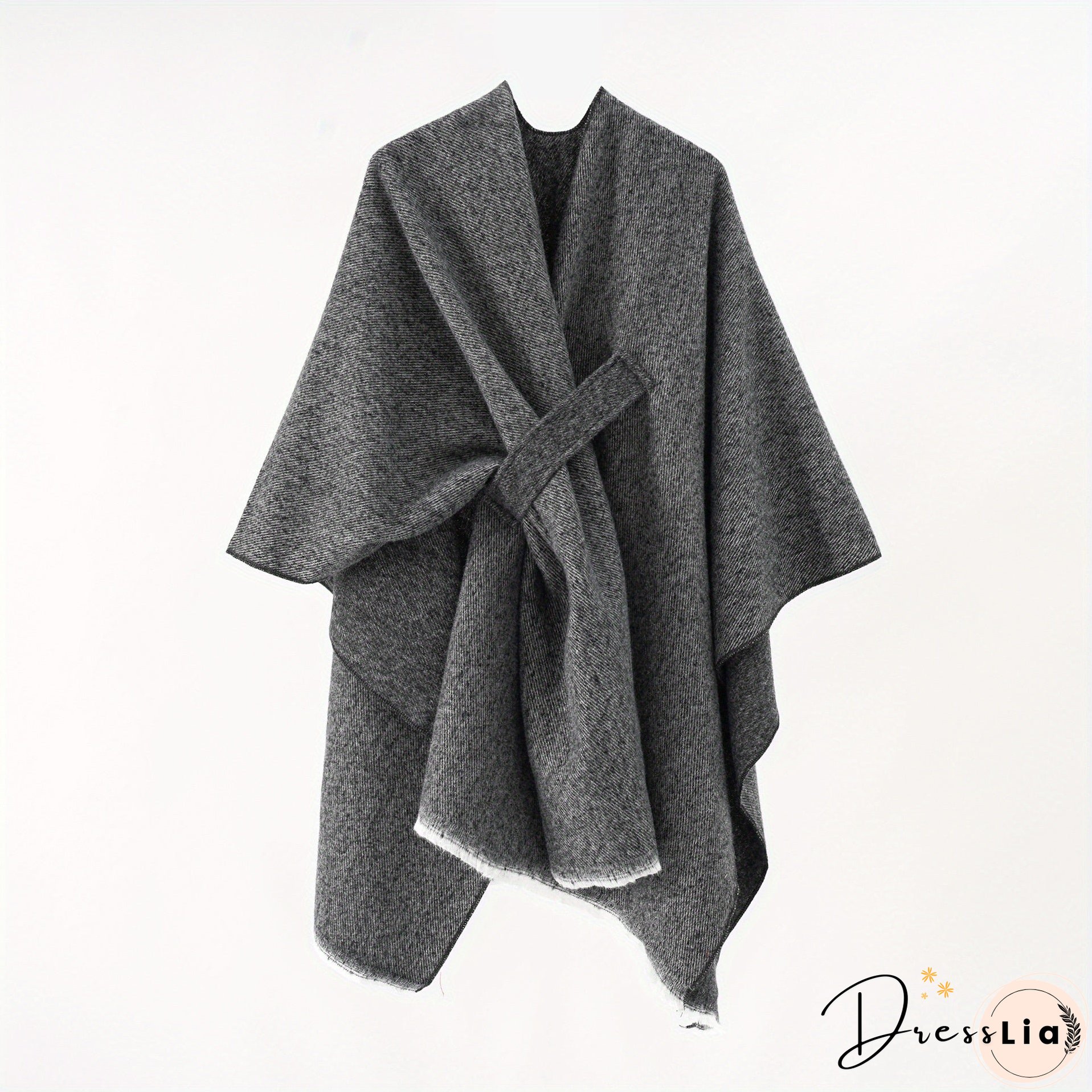 Solid Color Comfortable Shawl With Sleeves, Multifunctional Outdoor Windproof And Coldproof Cloak