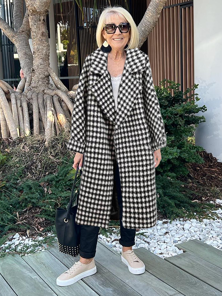 Winter Long Houndstooth Coat