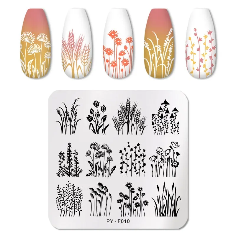 PICT YOU Nail Stamping Plates Flower Plant Pattern Nail Art Plate Stencil Stainless Steel Line Pictures Theme Image Plates Mold-Nail Inspo