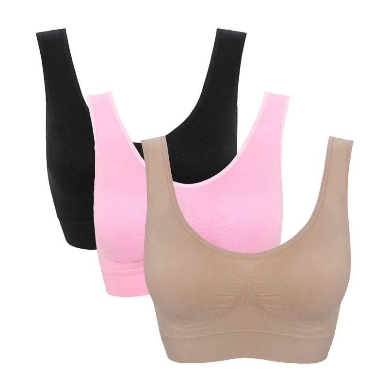 3PCS/lot Seamless Bra With Pads Plus Size Bras For Women Active Bra Wireless Brassiere Push Up Big Size Vest Wireless BH 5XL