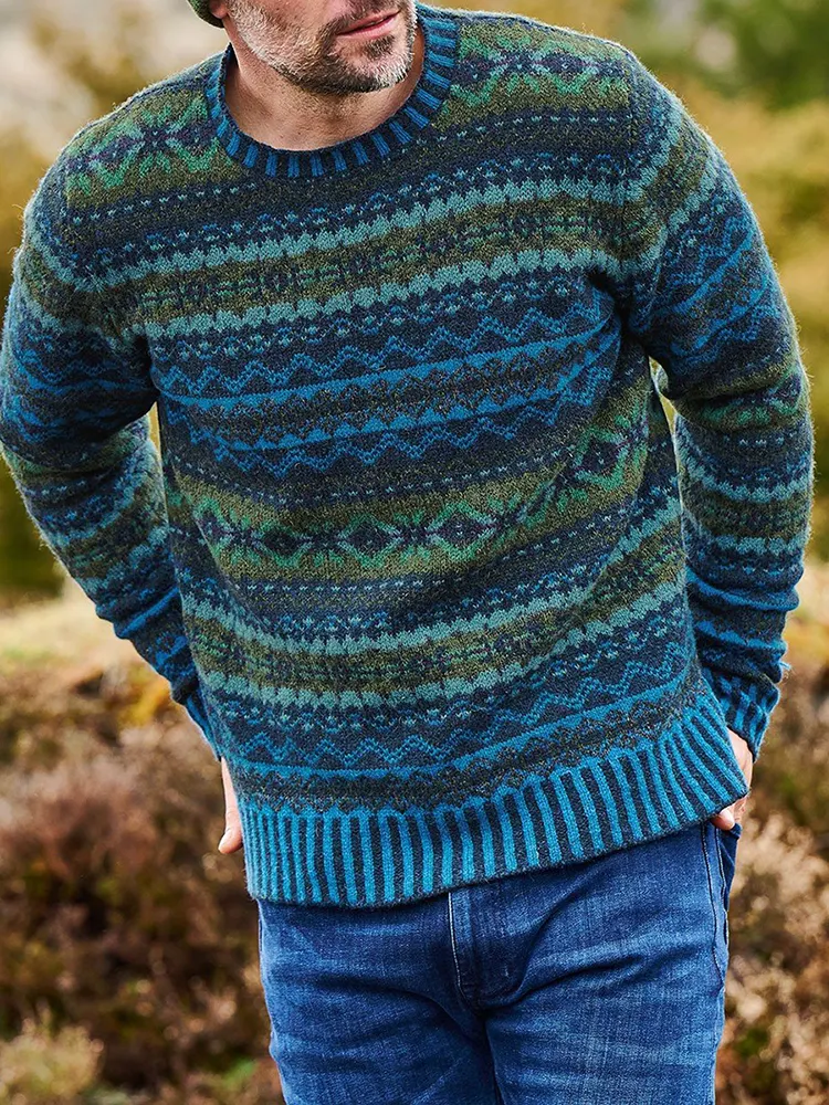 Vintage Brodie Knit Jacquard Crew Neck Sweater（Unisex）