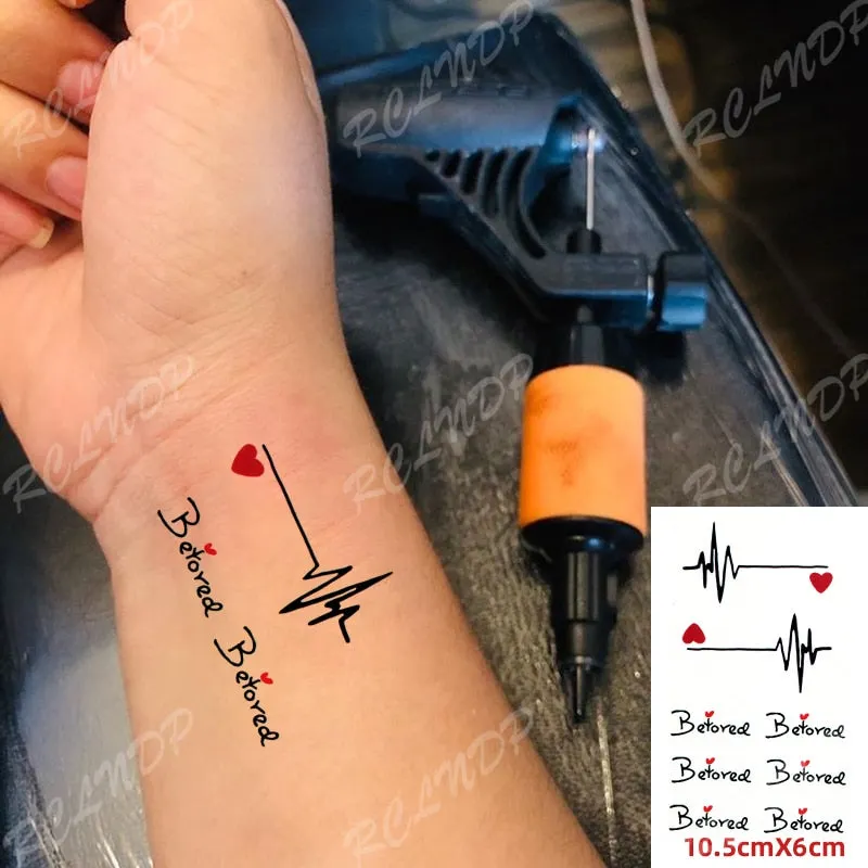 Waterproof Temporary Tattoo Sticker Body Art Love Wave Heartbeat Line Small Size Fake Tatto Flash Tatoo for Girl Women