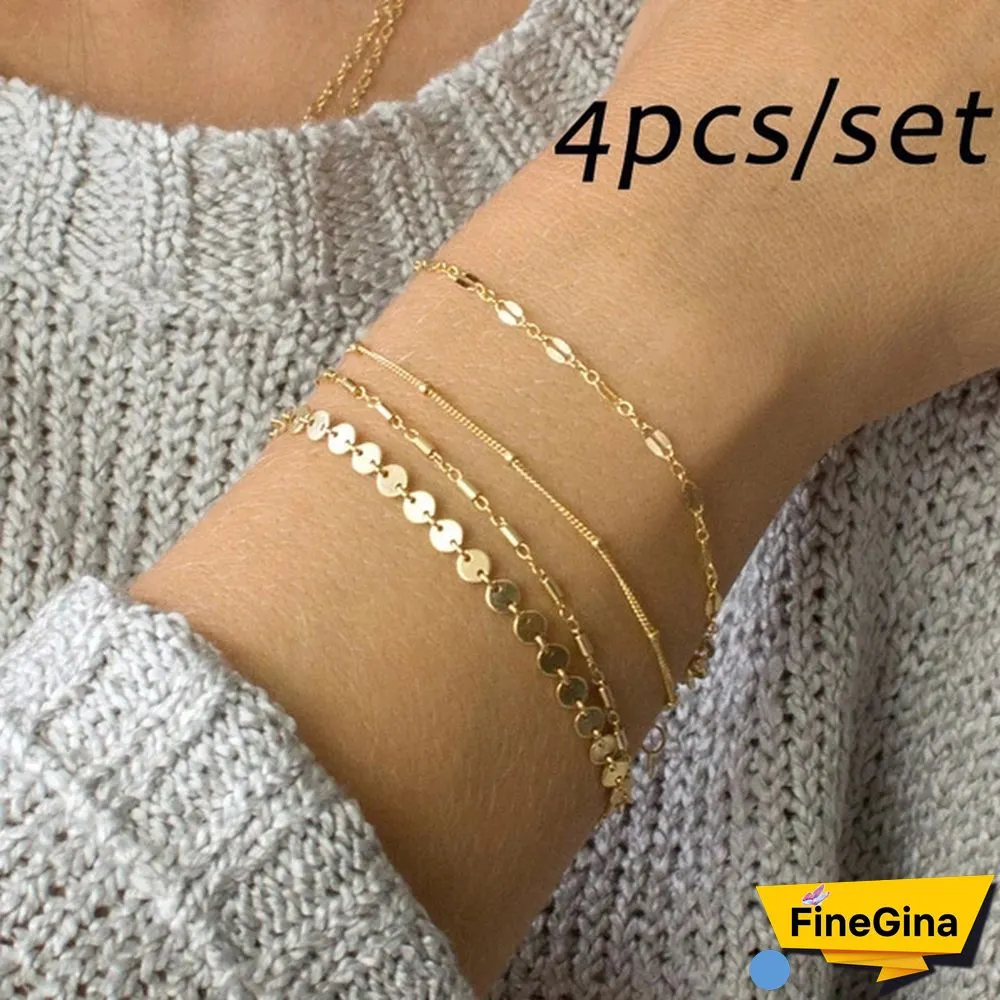4pcs/set Jewelry New Wild Alloy Double-sided Wear Finger Bracelet