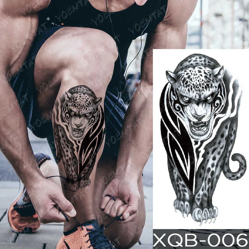 Sdrawing Sdrawing Temporary Sleeve Arm tattoo Sticker Lion Clock Tiger Gear Skeleton Rose tattoos Body Art Fake tatoo Men Women Black