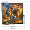 American Flag Wolf-Full Round Diamond Painting 40*40CM