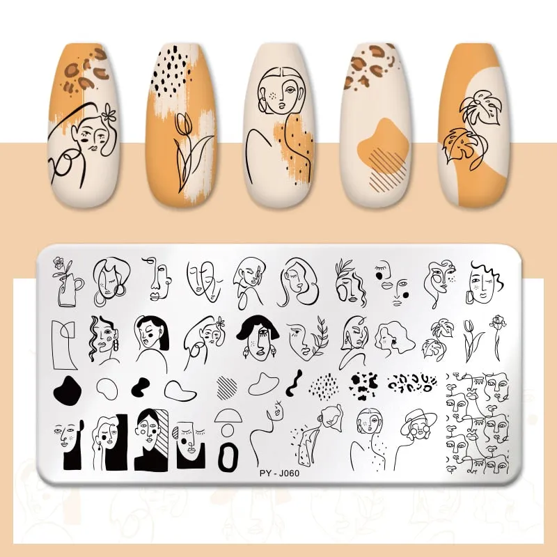 PICT YOU  Nail Stamping Plates Line Pictures Stencil Stainless Steel Nail Design for Printing Nail Art Image Plate Tool-Nail Inspo