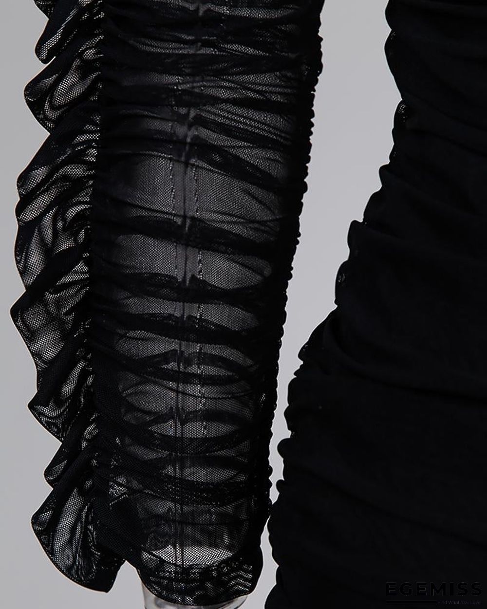 Solid Lace-Up Off Shoulder Ruffles Ruched Dress Black Dresses | EGEMISS