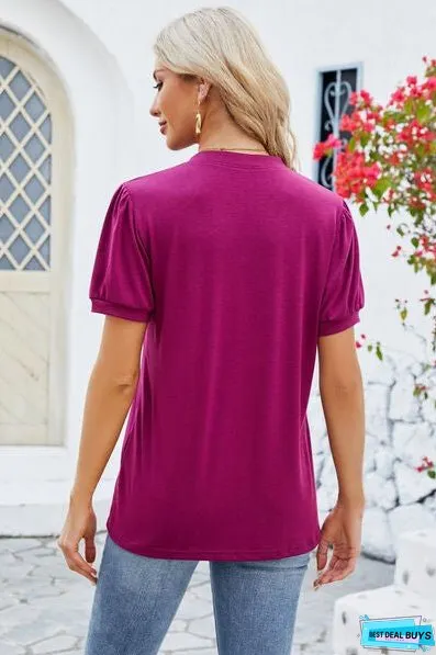 Notched Short Sleeve T-Shirt