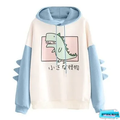 EOENKKY Funny Shark Patchwork Hoodies Women Autumn Kawaii Sweatshirt Oversized Casual Long Sleeve Pullover Woman Sweatshirt