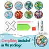 8pcs Diamond Painting Acrylic Pterosaur Coaster Kit with Holder