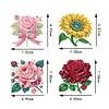 4Pcs Diamond Painting Brooch Diamond Painting Pins Jewelry Kit (Flower)