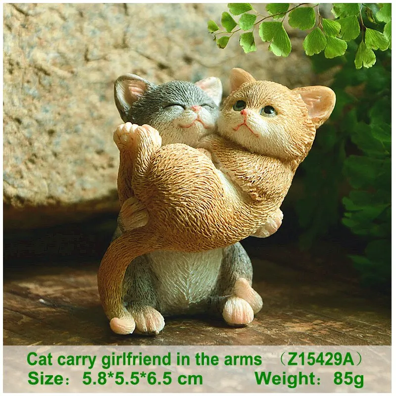 Cute Kittens Cat Figurine Micro Landscape Ornaments Decorative Figurines Garden Desk Deco Home Decoration Maison et Jardin