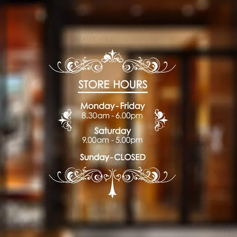 Hair Salon Custom Wall Decal Hours Coffee Shop Barbershop Working Hours Wall Sticker Vinyl Custom Work Schedule Window Decals
