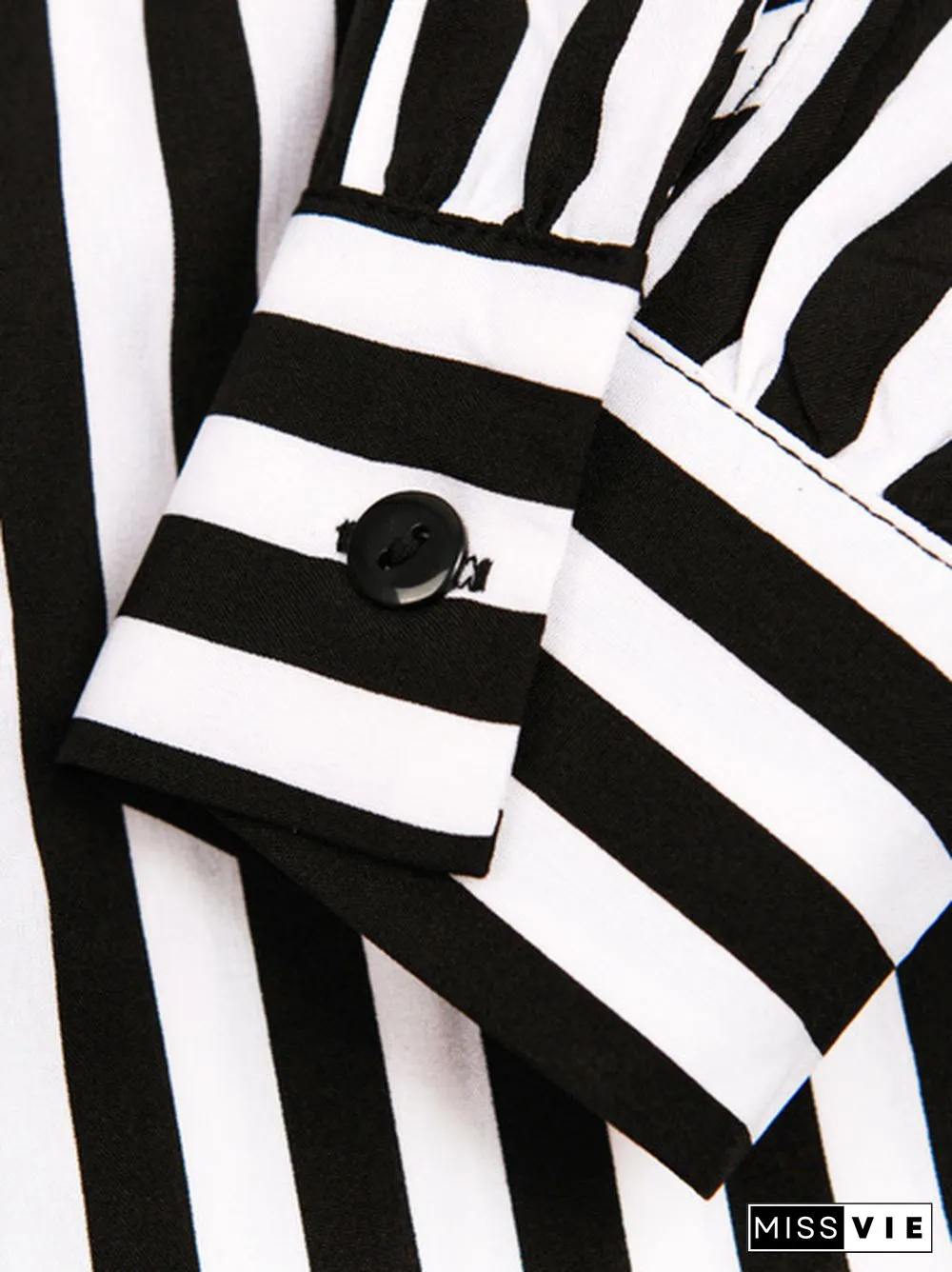 Patch Pocket Belted Striped Shirt Dress