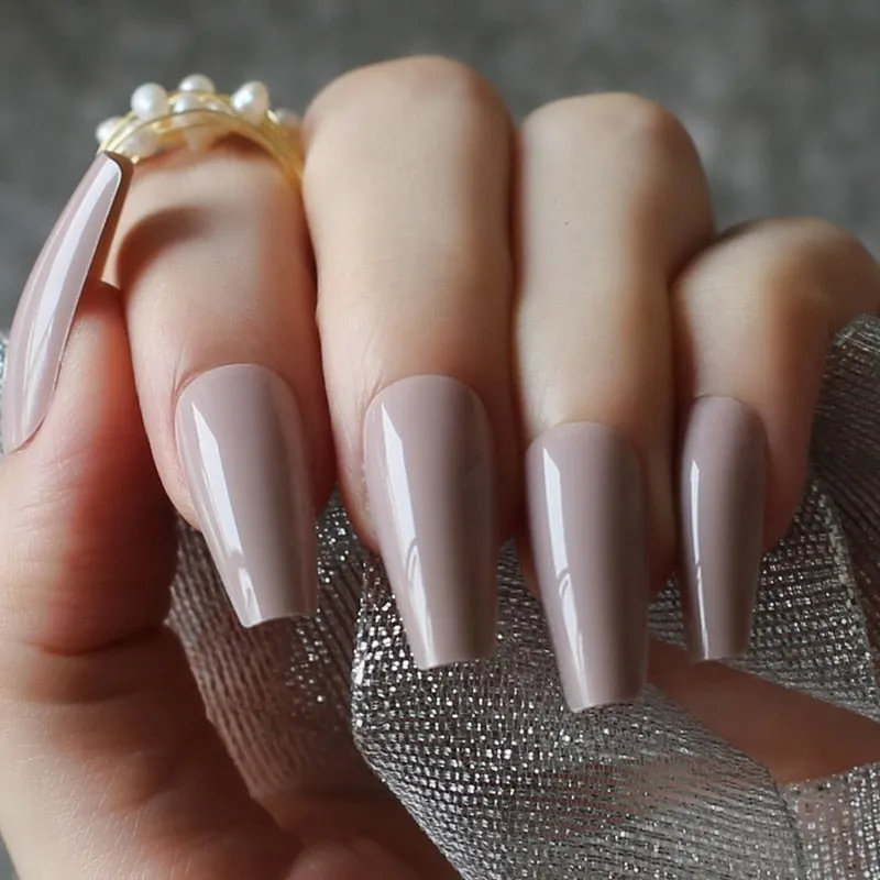 Glossy Ballet false nails red Long coffin Salon art matte Fake nails Transparent rectangle-Nail Inspo