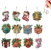 (US Local)12pcs Christmas Gifts Diamond Painting Keychains Kit DIY Diamond Art Charms