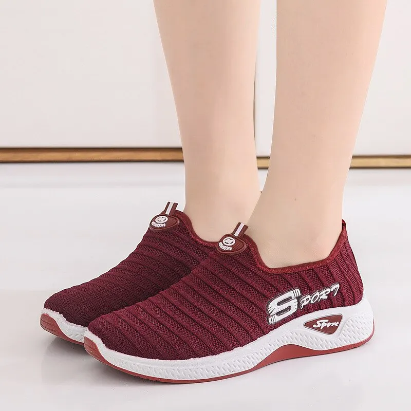Qengg Women's New Platform Sneakers Black Breathable Mesh Fashion Casual Women's Shoes Zapatillas Mujer Womens Shoes