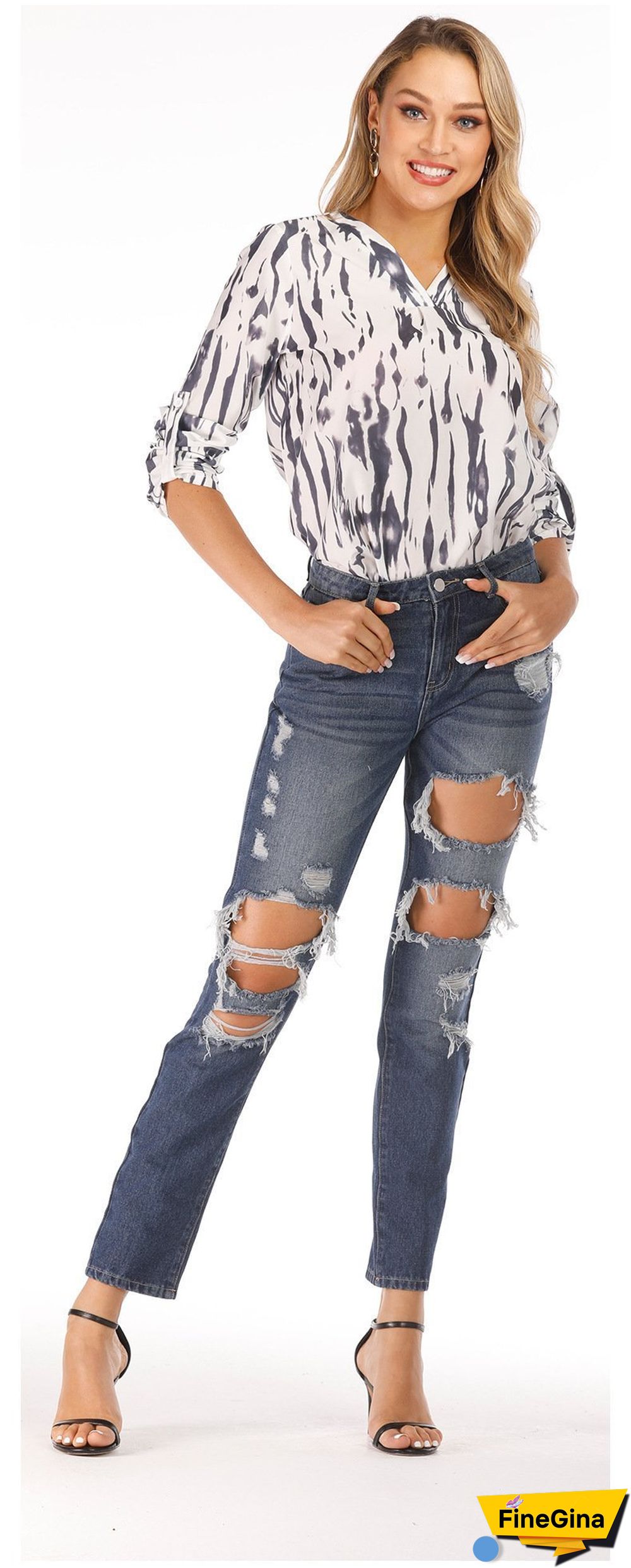 Striped loose shirt