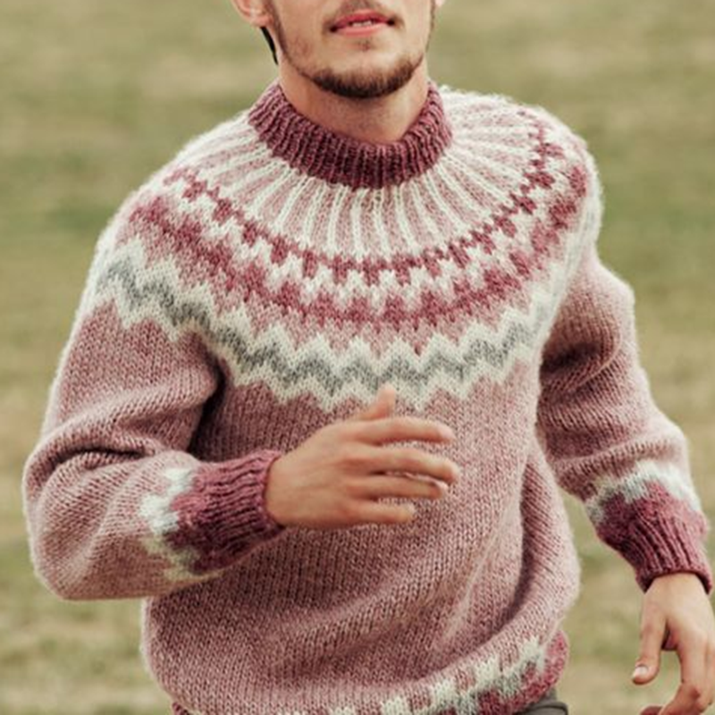 Knitted Jacquard Iceland Crew Neck Sweater