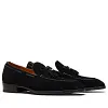Men's Green Tassel Suede Loafers - Leather Sole
