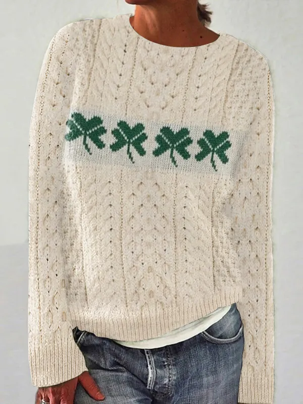 Women's Irish Shamrock Aran Sweater