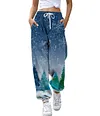 Women's Christmas Loose Casual Print Drawstring Jogger Pants