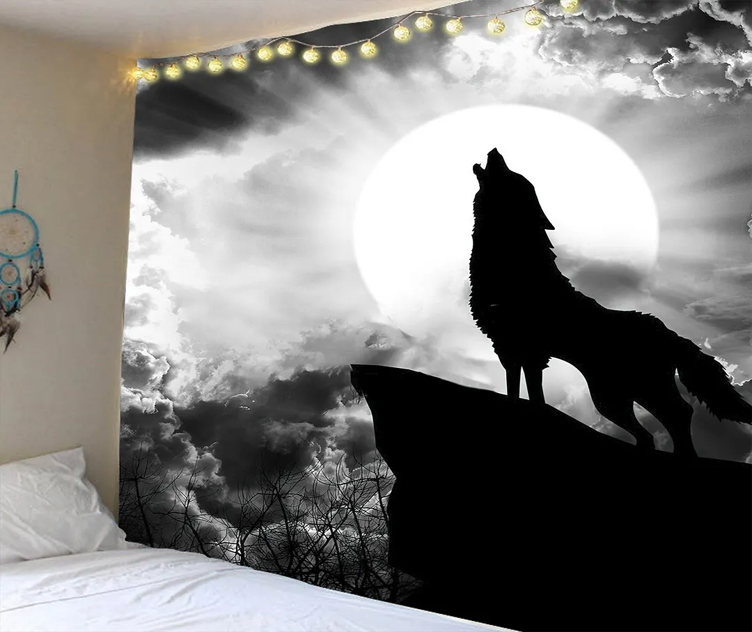 India Manada Wall Hanging Tapestry 3D Printed Animal Natural Sofa Backgound Wall Tapestries Bohemian Wolf Tiger Lion House Decor