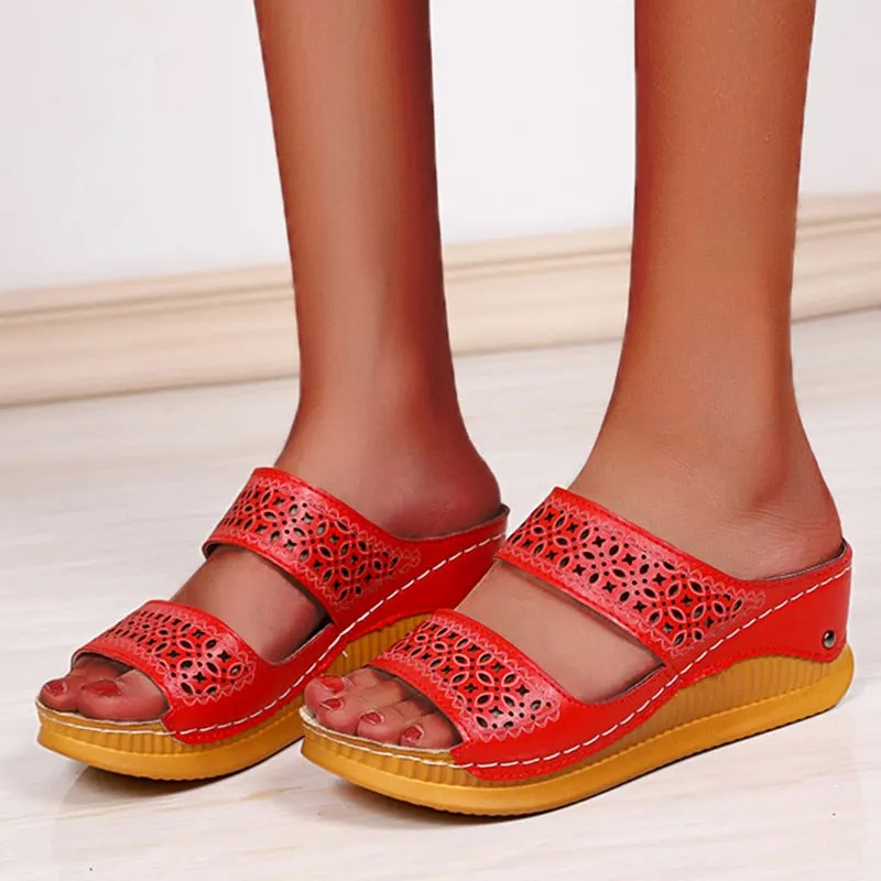2022 Sandals Women Comfortable Open Toe Beach Sandals Women Shoes Outdoor Female Slippers Slip On Wedge Sandals Footwear Slides